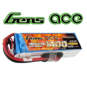 B-40C-1400-6S1P  Gens Ace 1400mAh 22.2V 40C 6S1P Lipo Battery Pack for warp 360 align 450L Protos Mini 